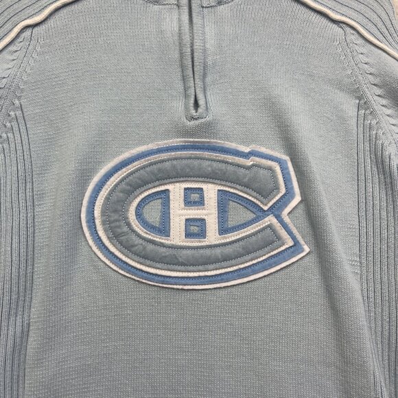 VTG Montreal Canadiens Baby Blue Full Zip Knit Jacket Wom M Ilanco NHL Hockey** - Picture 8 of 13